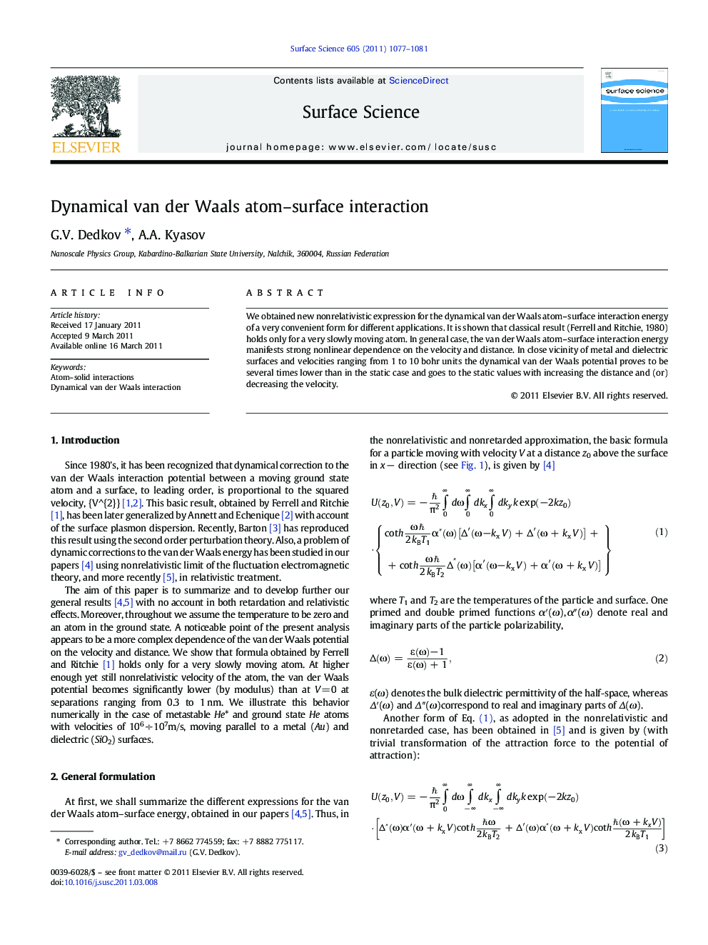 Dynamical van der Waals atom-surface interaction