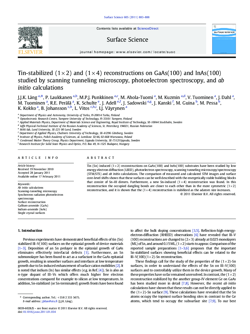 Tin-stabilized (1Â ÃÂ 2) and (1Â ÃÂ 4) reconstructions on GaAs(100) and InAs(100) studied by scanning tunneling microscopy, photoelectron spectroscopy, and ab initio calculations