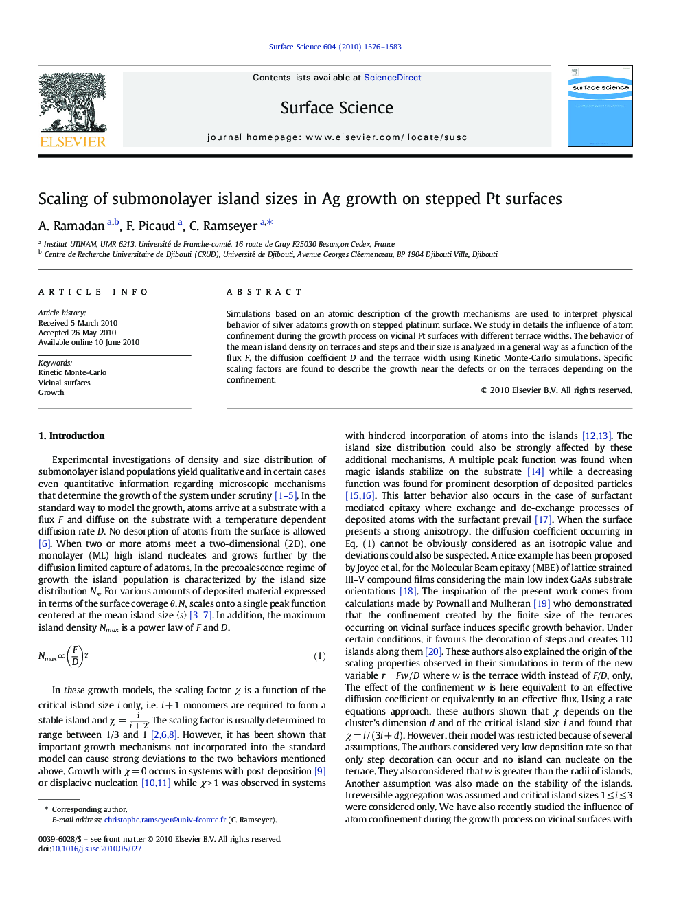 Scaling of submonolayer island sizes in Ag growth on stepped Pt surfaces