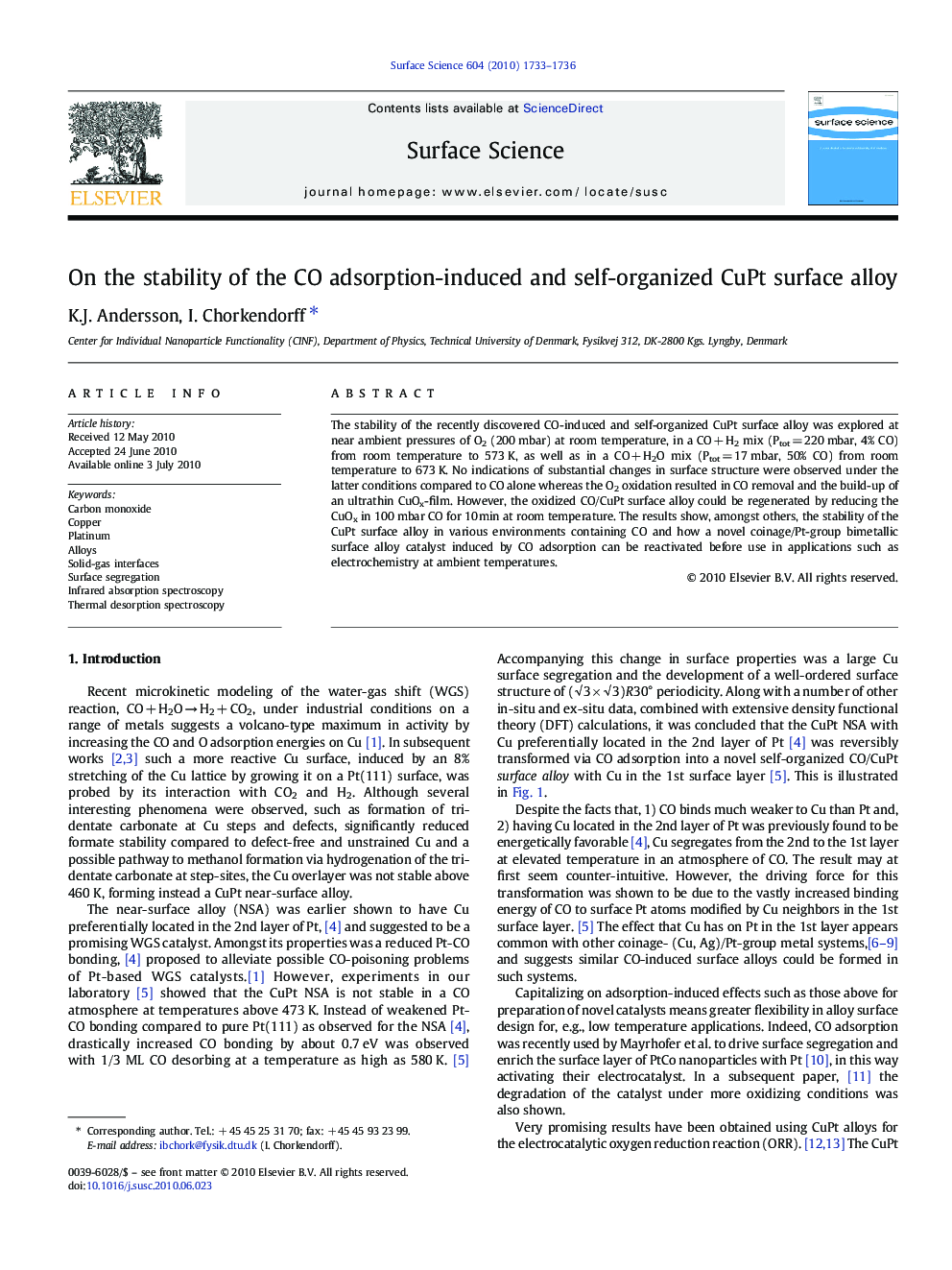 On the stability of the CO adsorption-induced and self-organized CuPt surface alloy