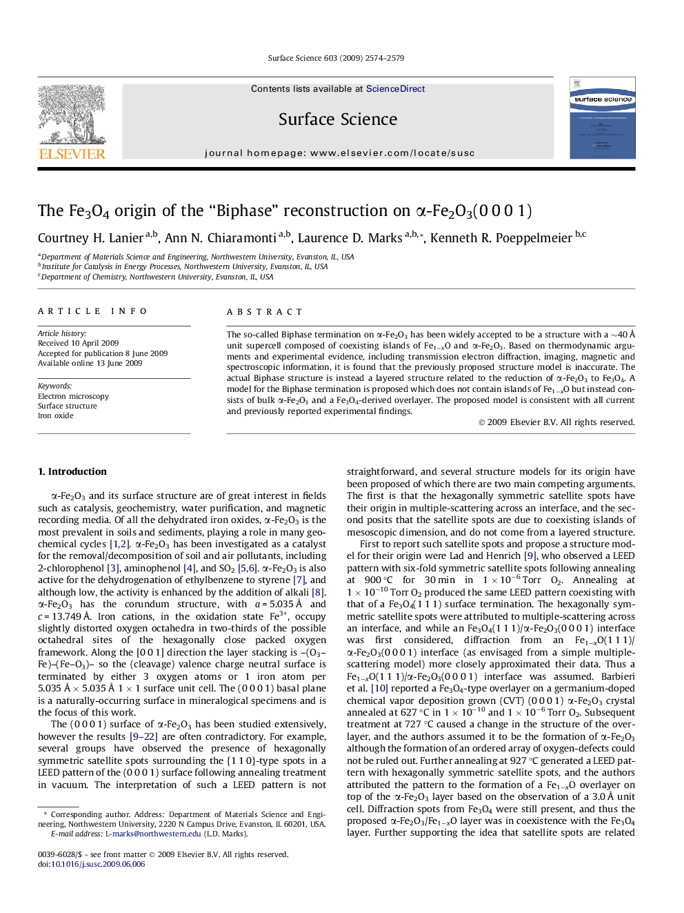 The Fe3O4 origin of the “Biphase” reconstruction on Î±-Fe2O3(0 0 0 1)