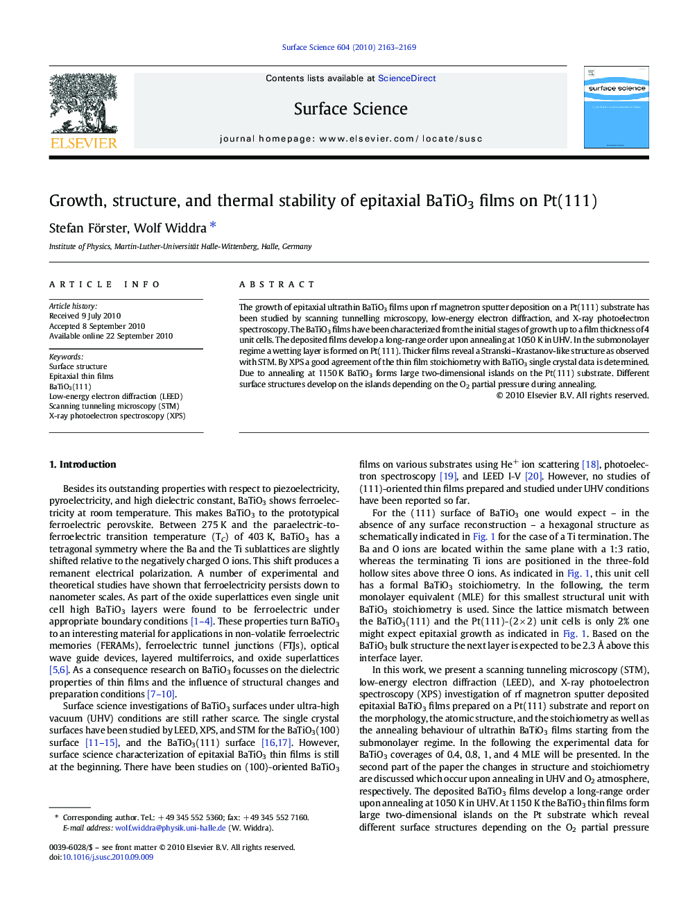 Growth, structure, and thermal stability of epitaxial BaTiO3 films on Pt(111)