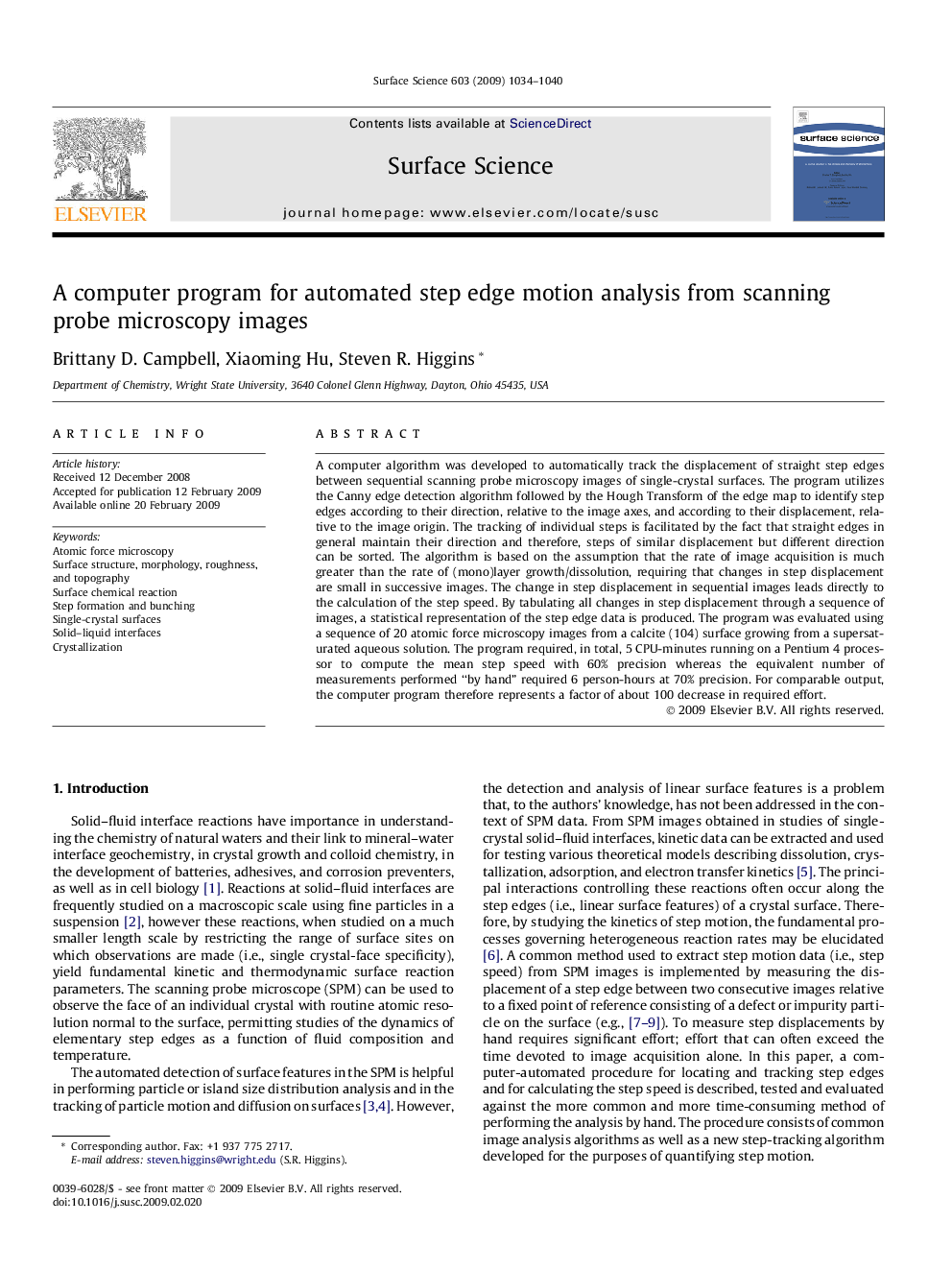 A computer program for automated step edge motion analysis from scanning probe microscopy images