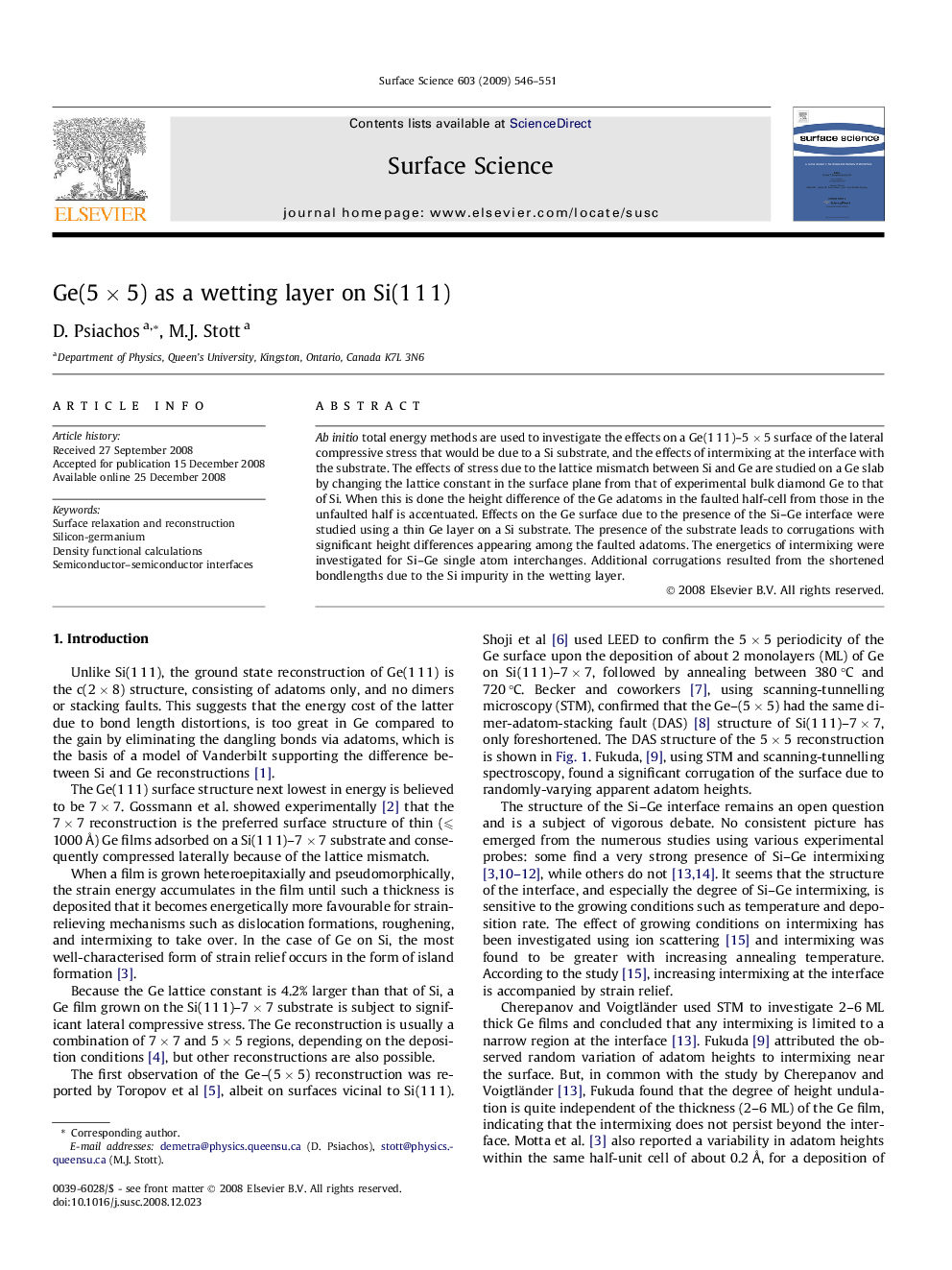 Ge(5 Ã 5) as a wetting layer on Si(1 1 1)