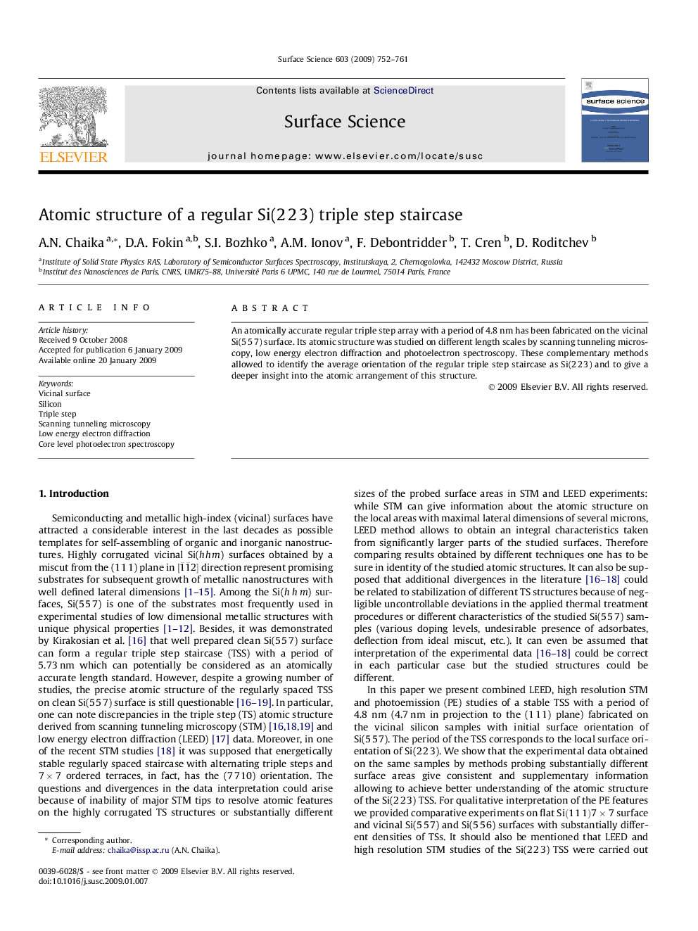 Atomic structure of a regular Si(2Â 2Â 3) triple step staircase