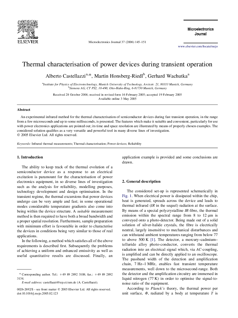 Thermal characterisation of power devices during transient operation