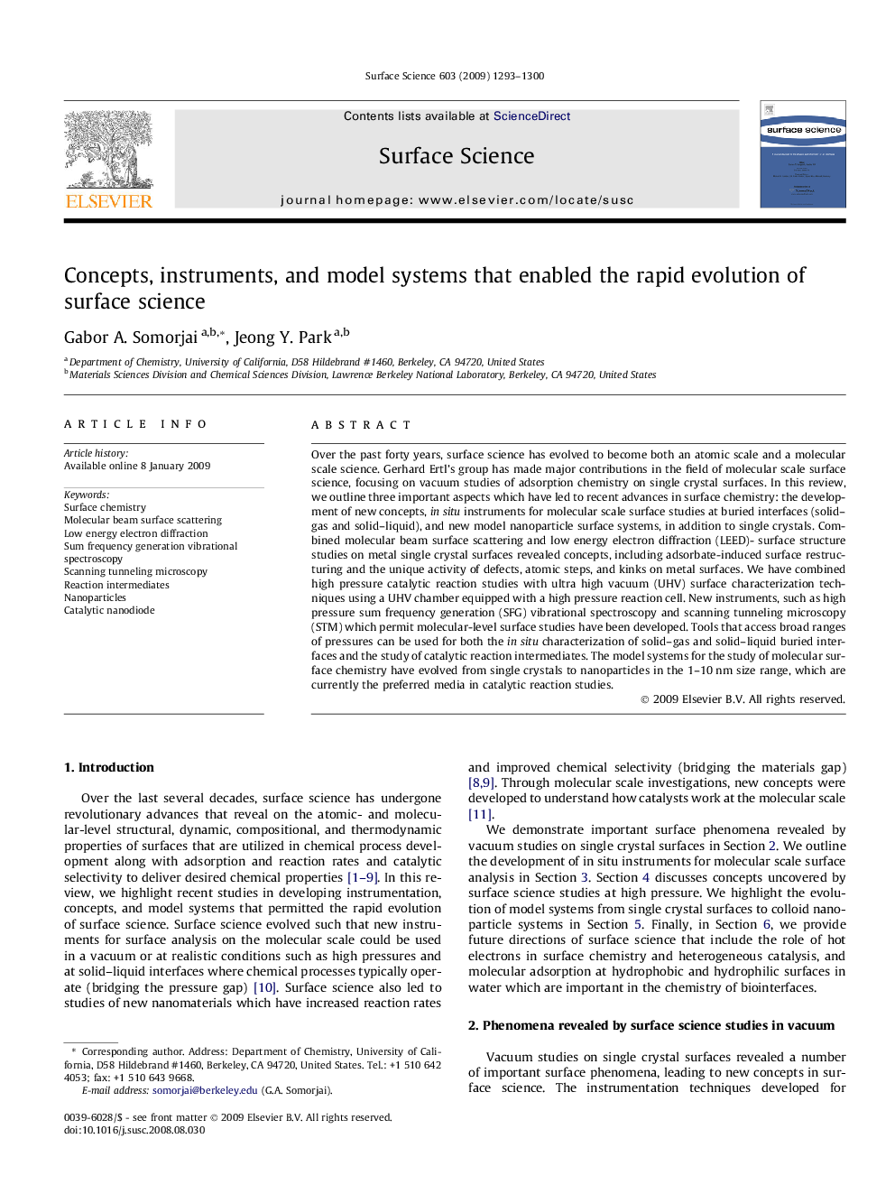 Concepts, instruments, and model systems that enabled the rapid evolution of surface science