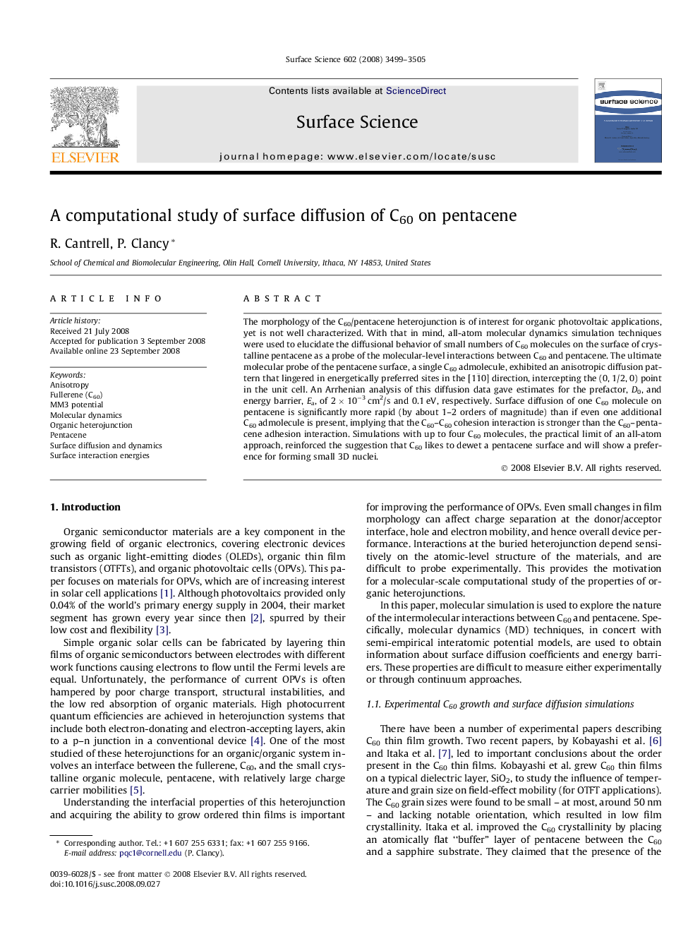 A computational study of surface diffusion of C60 on pentacene