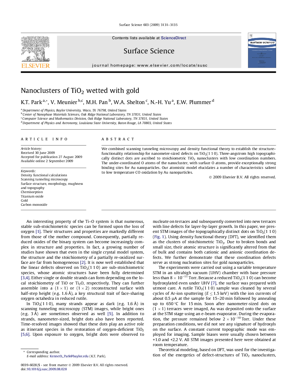 Nanoclusters of TiO2 wetted with gold