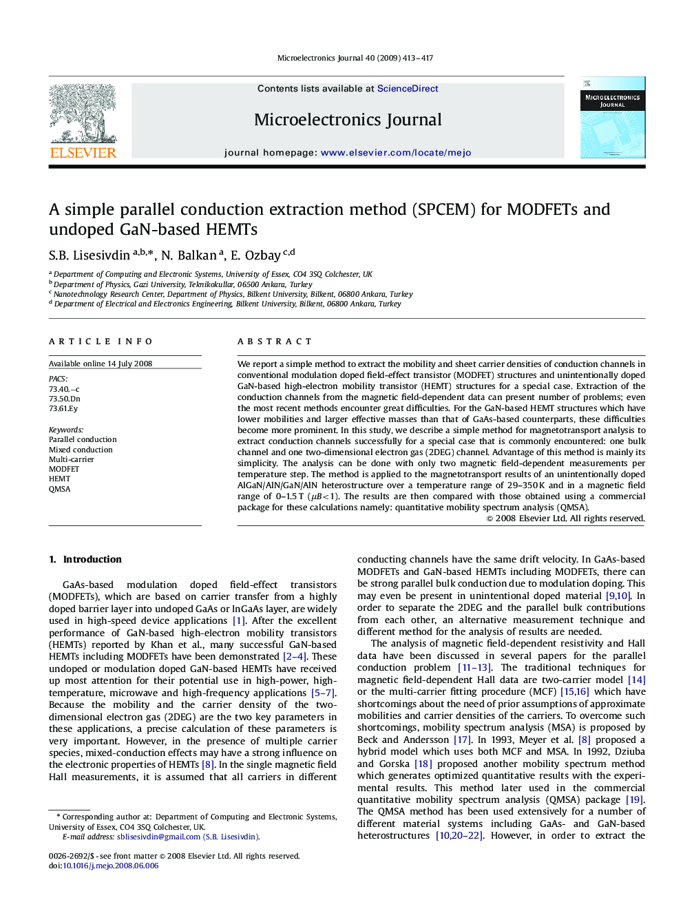 A simple parallel conduction extraction method (SPCEM) for MODFETs and undoped GaN-based HEMTs