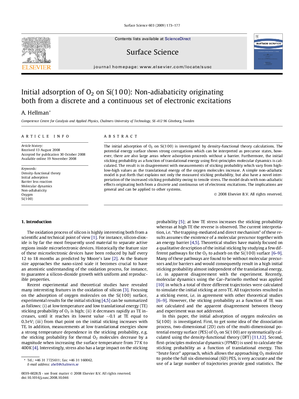 Initial adsorption of O2 on Si(1Â 0Â 0): Non-adiabaticity originating both from a discrete and a continuous set of electronic excitations