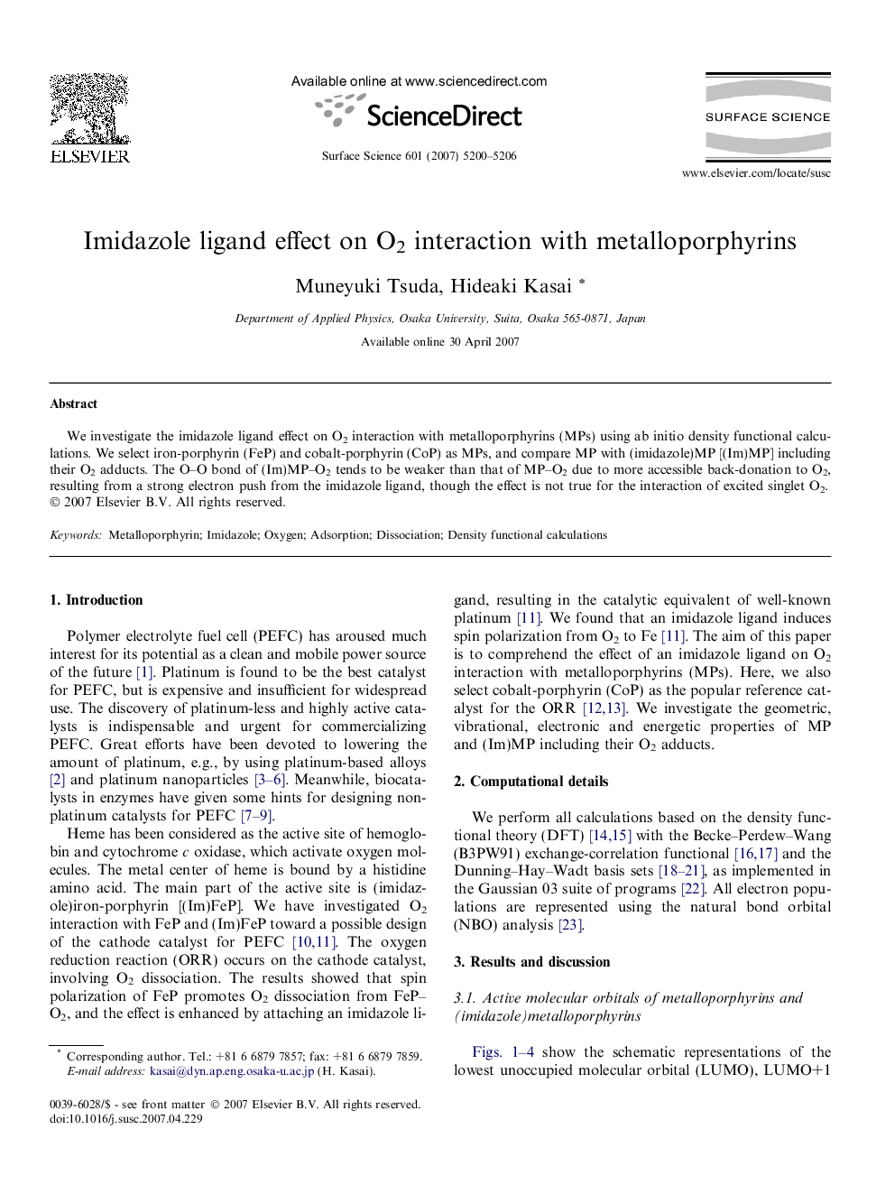 Imidazole ligand effect on O2 interaction with metalloporphyrins