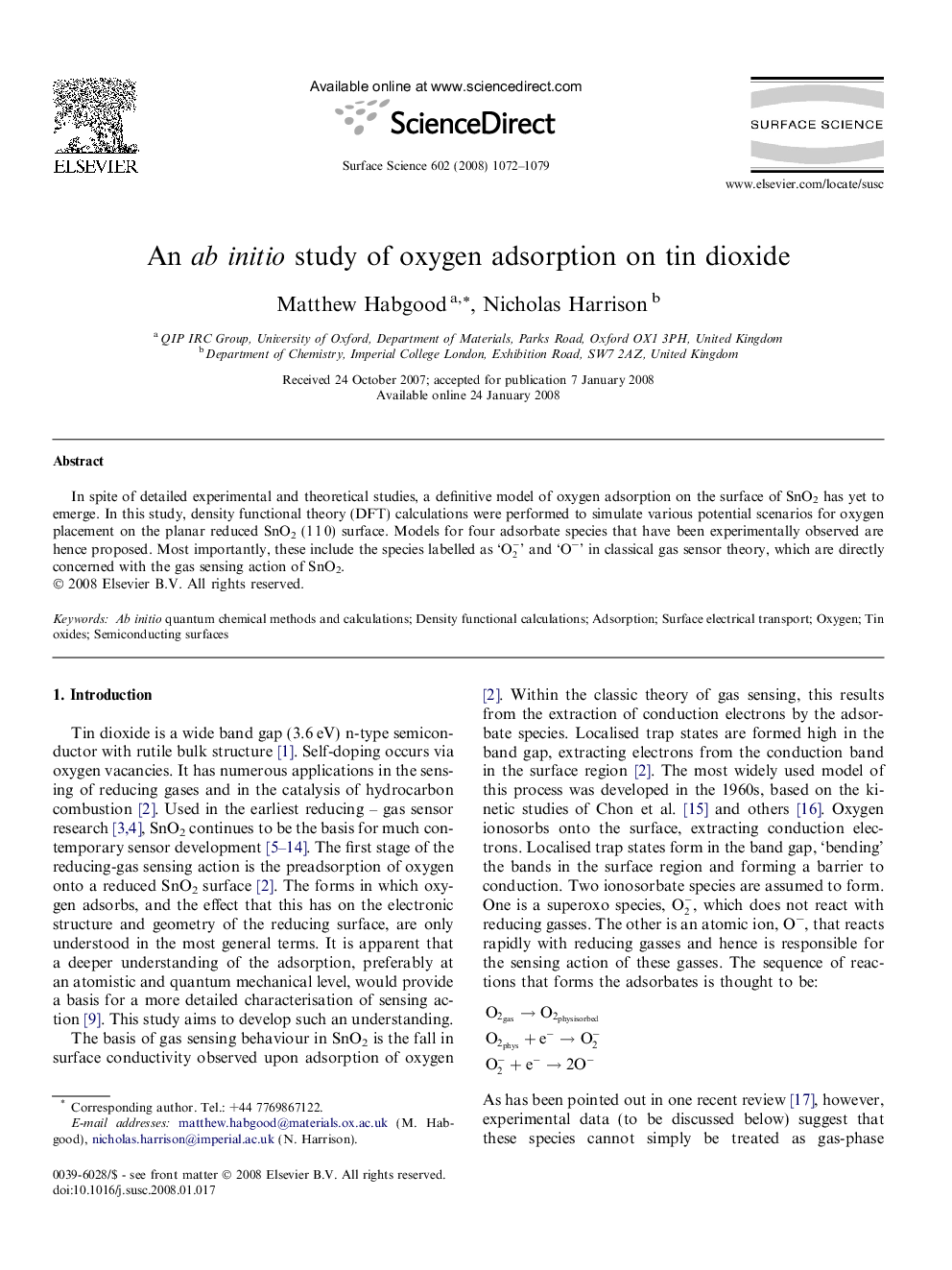 An ab initio study of oxygen adsorption on tin dioxide