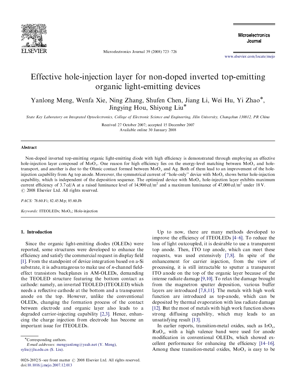 Effective hole-injection layer for non-doped inverted top-emitting organic light-emitting devices