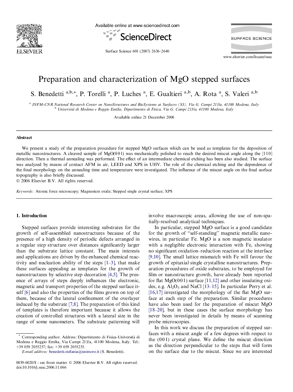 Preparation and characterization of MgO stepped surfaces