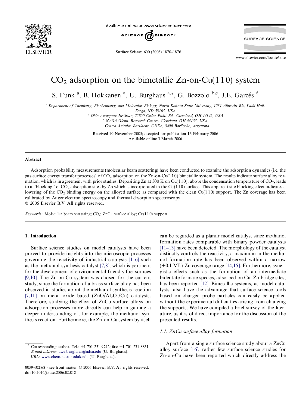 CO2 adsorption on the bimetallic Zn-on-Cu(1 1 0) system