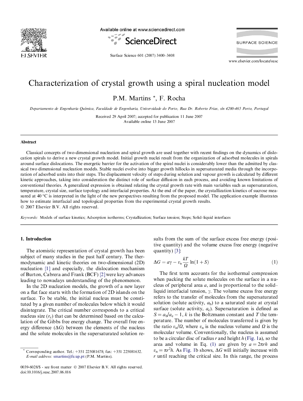 Characterization of crystal growth using a spiral nucleation model