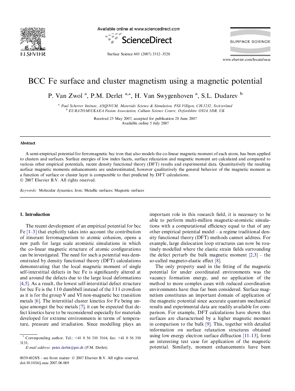 BCC Fe surface and cluster magnetism using a magnetic potential