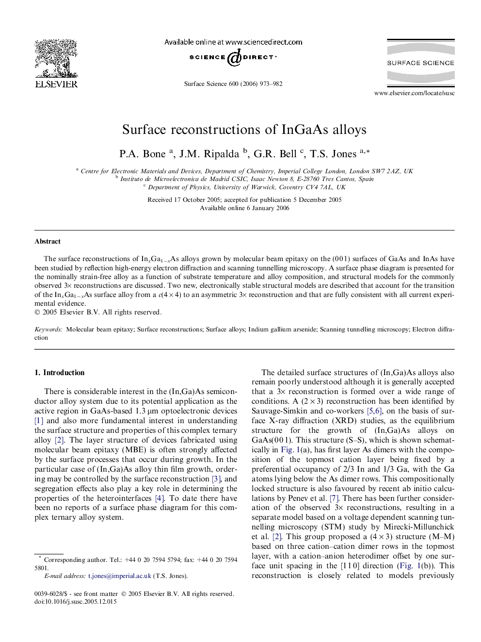 Surface reconstructions of InGaAs alloys