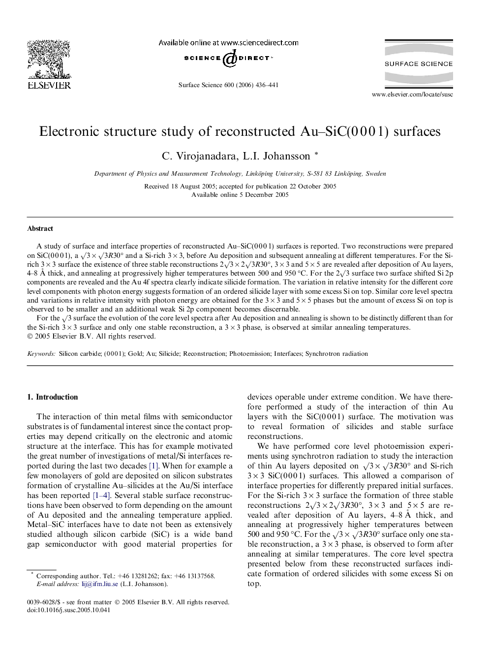 Electronic structure study of reconstructed Au-SiC(0 0 0 1) surfaces