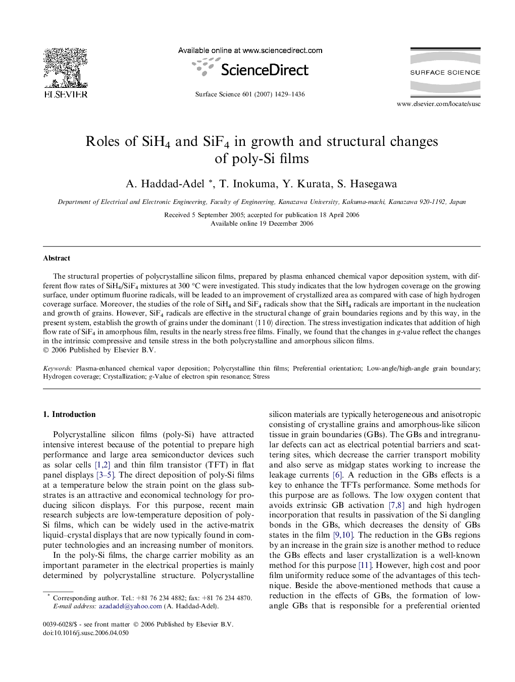 Roles of SiH4 and SiF4 in growth and structural changes of poly-Si films