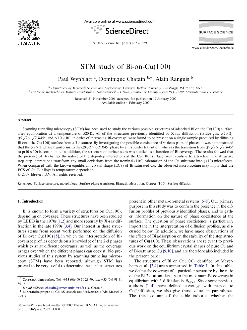 STM study of Bi-on-Cu(1 0 0)