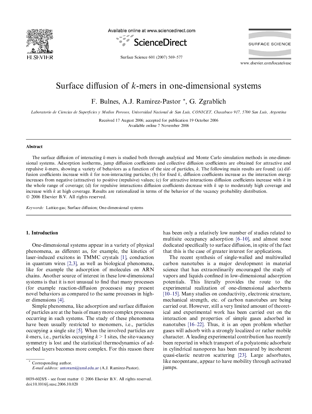 Surface diffusion of k-mers in one-dimensional systems