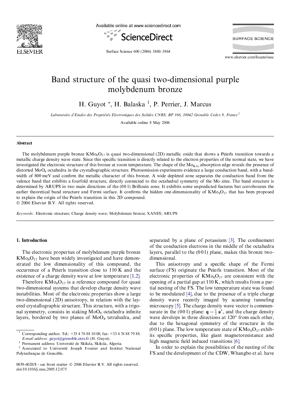 Band structure of the quasi two-dimensional purple molybdenum bronze