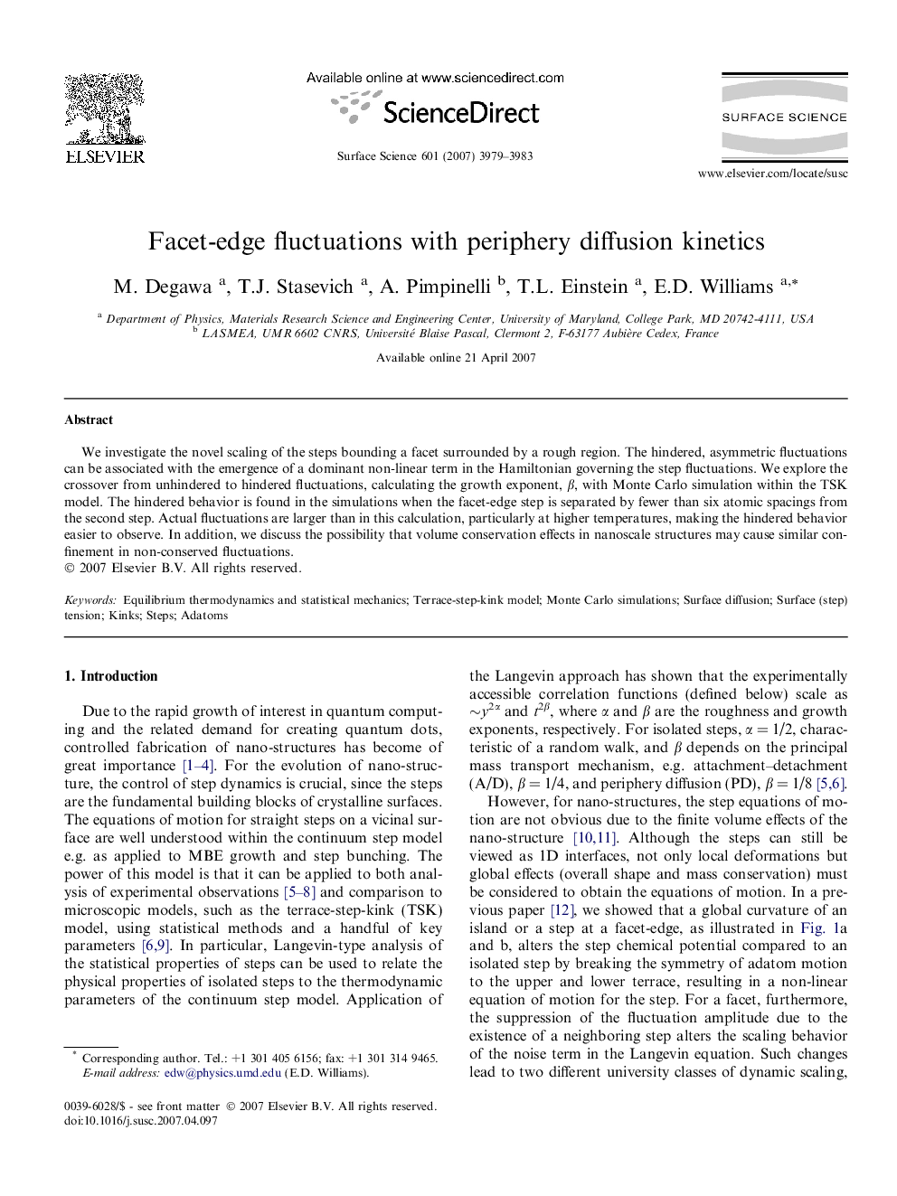 Facet-edge fluctuations with periphery diffusion kinetics