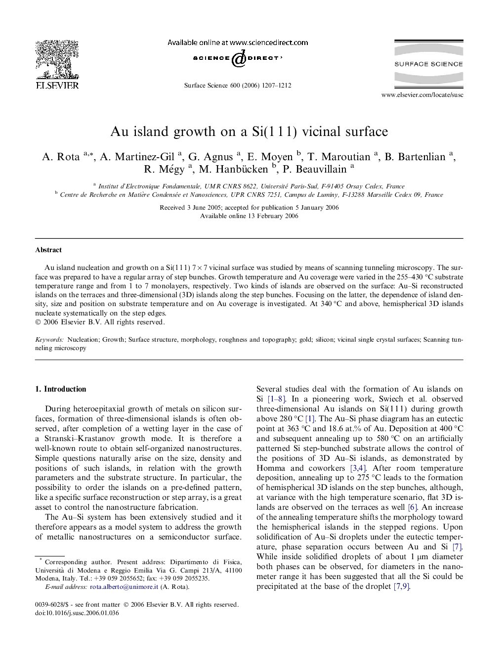 Au island growth on a Si(1 1 1) vicinal surface