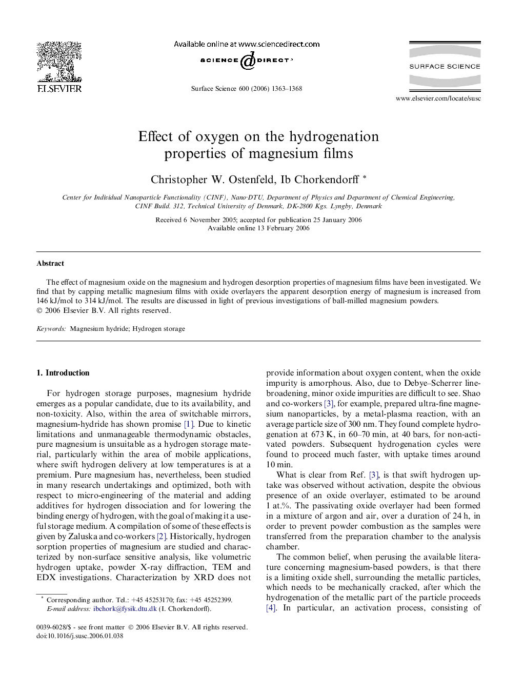 Effect of oxygen on the hydrogenation properties of magnesium films