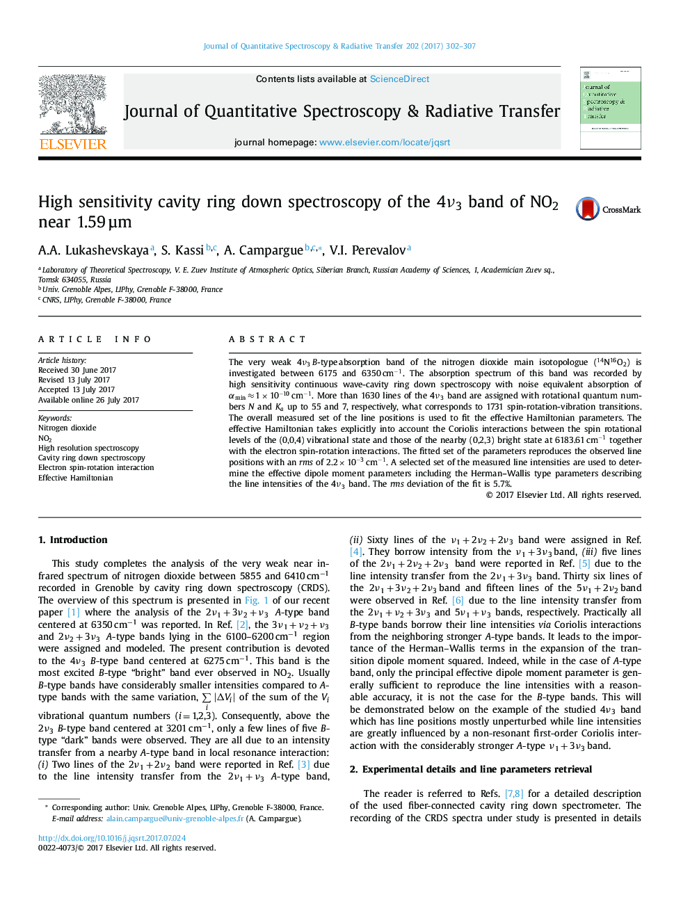 High sensitivity cavity ring down spectroscopy of the 4Î½3 band of NO2 near 1.59â¯Âµm