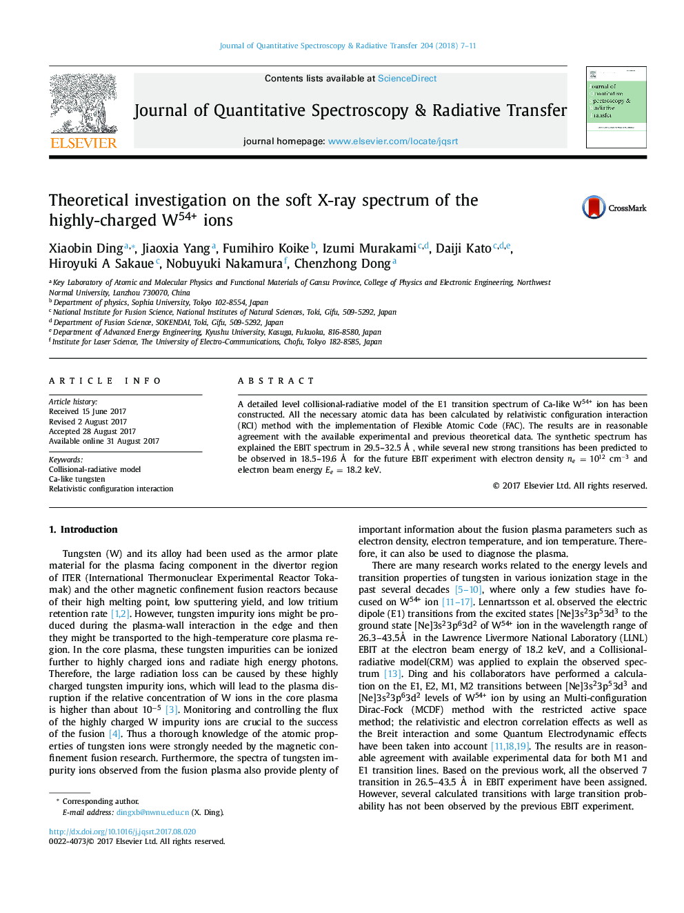 Theoretical investigation on the soft X-ray spectrum of the highly-charged W54+ ions