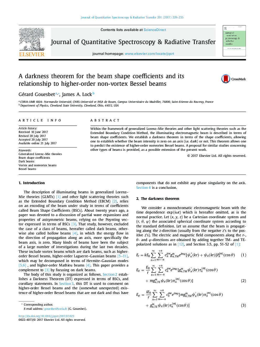 A darkness theorem for the beam shape coefficients and its relationship to higher-order non-vortex Bessel beams