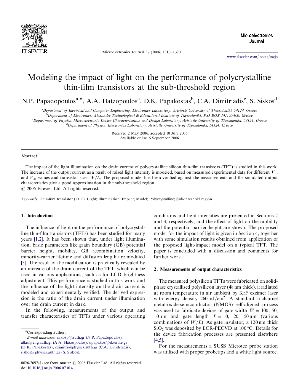 Modeling the impact of light on the performance of polycrystalline thin-film transistors at the sub-threshold region