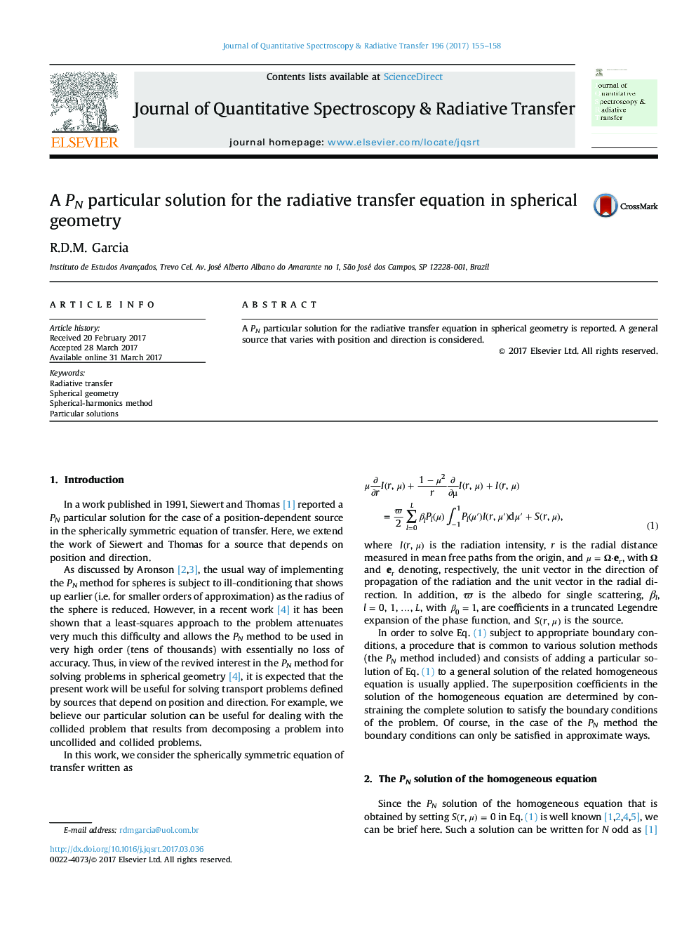 A PN particular solution for the radiative transfer equation in spherical geometry