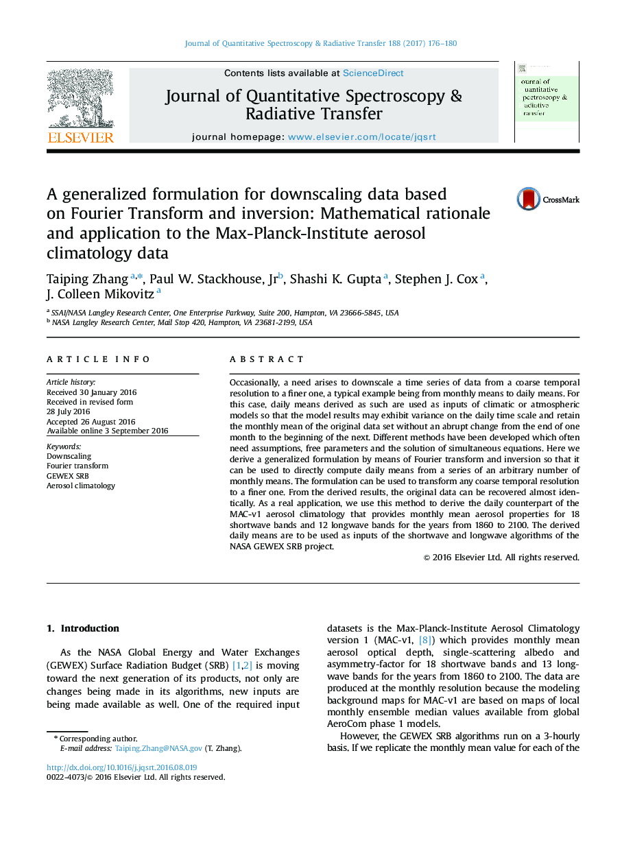 A generalized formulation for downscaling data based on Fourier Transform and inversion: Mathematical rationale and application to the Max-Planck-Institute aerosol climatology data