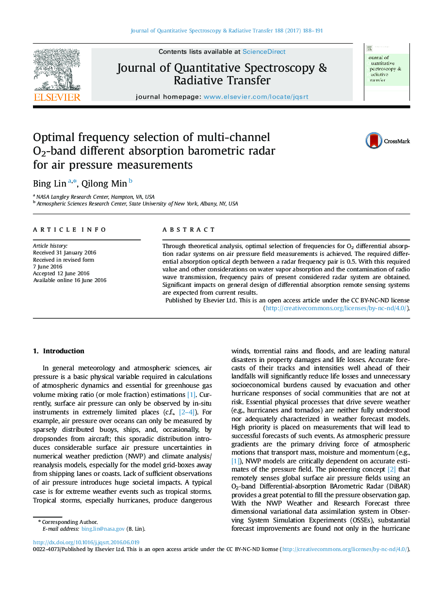 Optimal frequency selection of multi-channel O2-band different absorption barometric radar for air pressure measurements