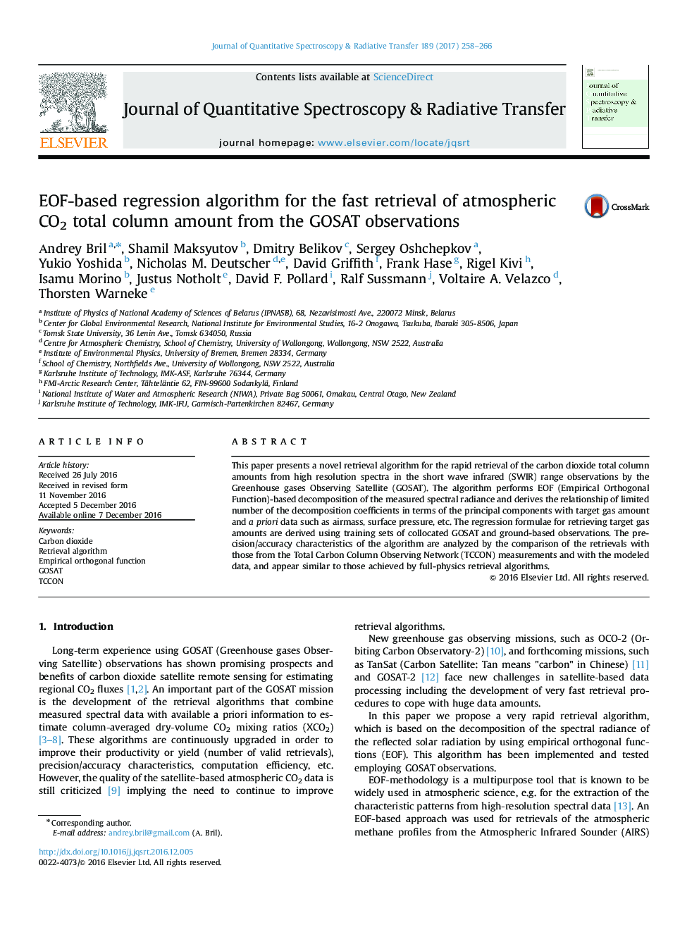 EOF-based regression algorithm for the fast retrieval of atmospheric CO2 total column amount from the GOSAT observations