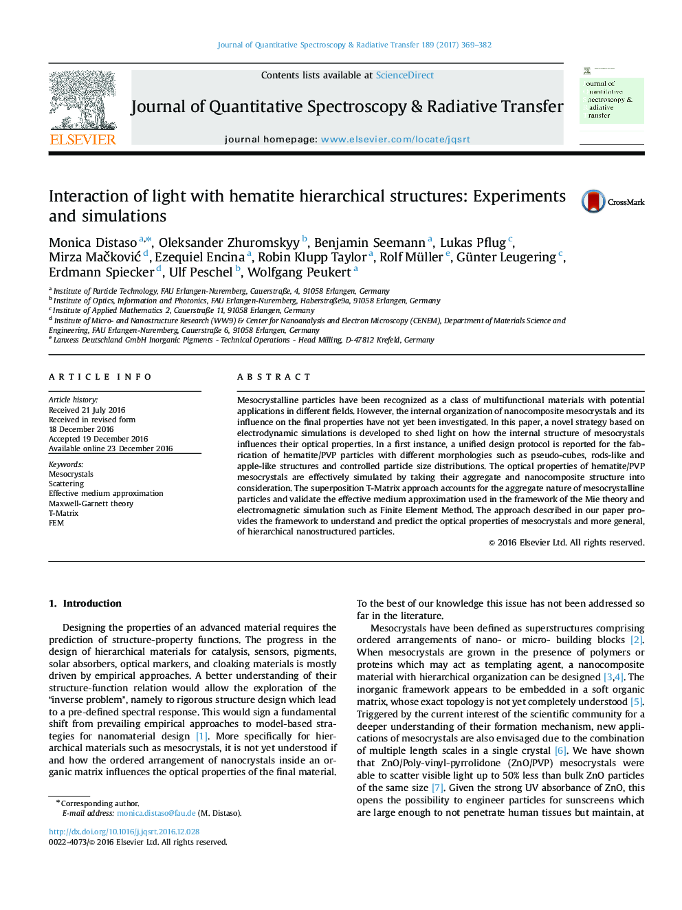 تعامل نور با ساختار سلسله مراتبی هماتیت: آزمایش و شبیه سازی 