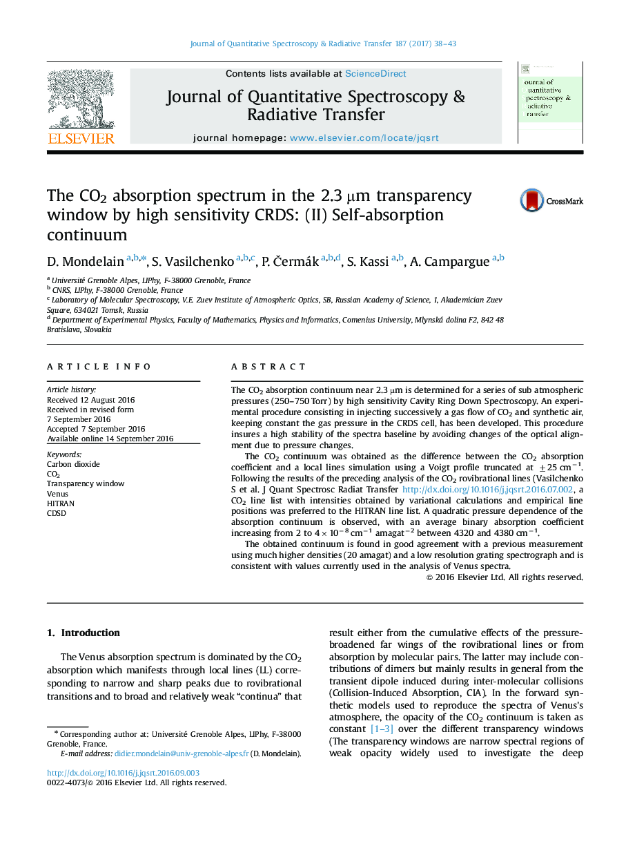 The CO2 absorption spectrum in the 2.3 Âµm transparency window by high sensitivity CRDS: (II) Self-absorption continuum