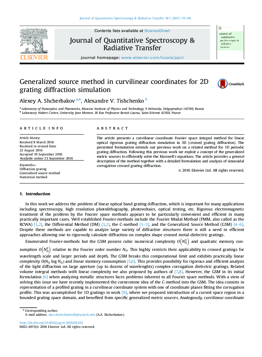 Generalized source method in curvilinear coordinates for 2D grating diffraction simulation