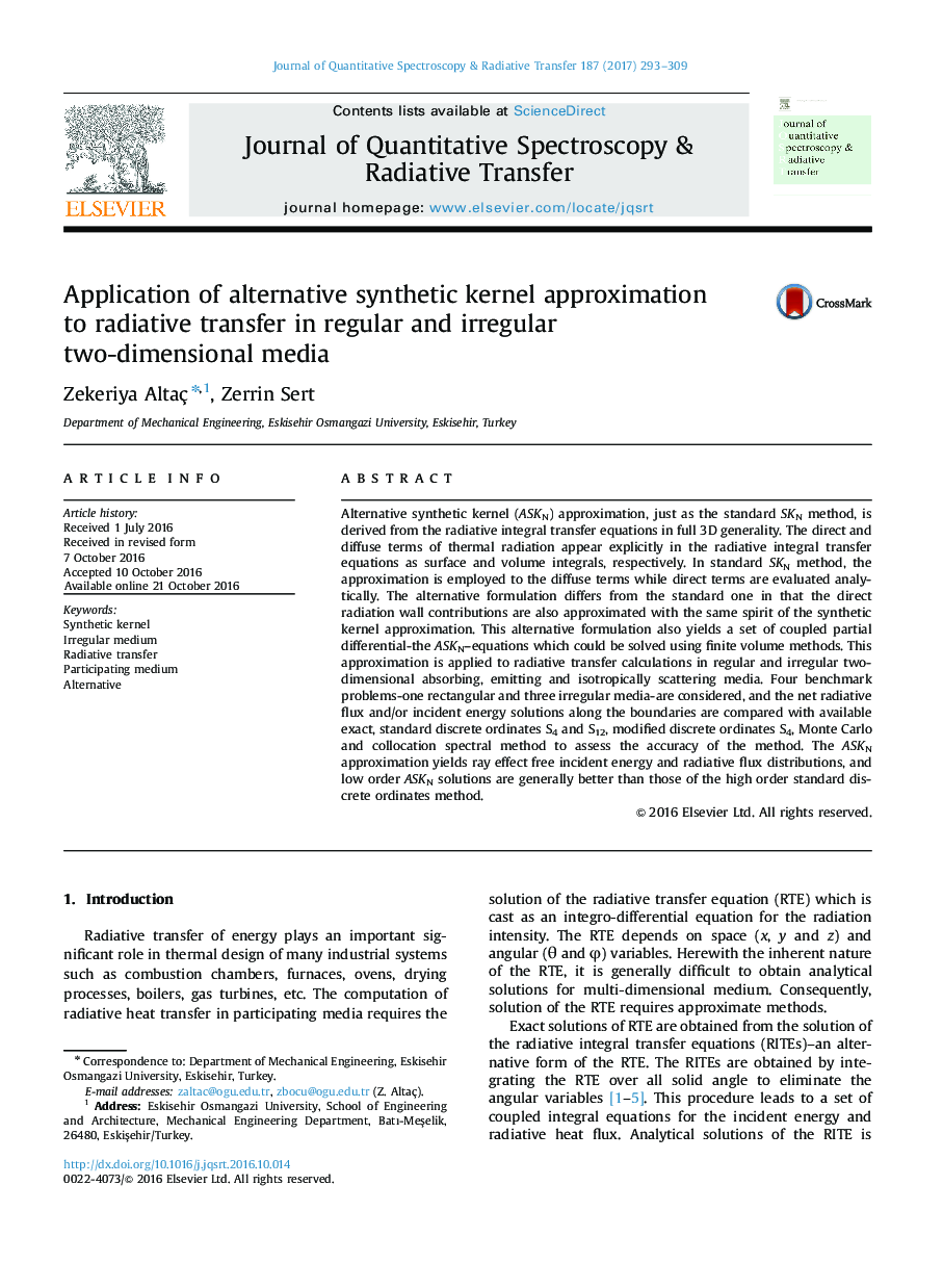 Application of alternative synthetic kernel approximation to radiative transfer in regular and irregular two-dimensional media