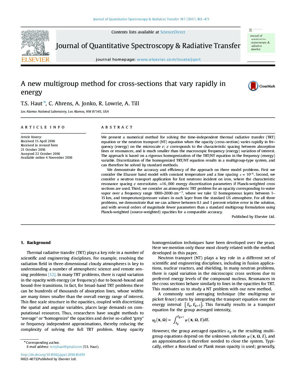 A new multigroup method for cross-sections that vary rapidly in energy