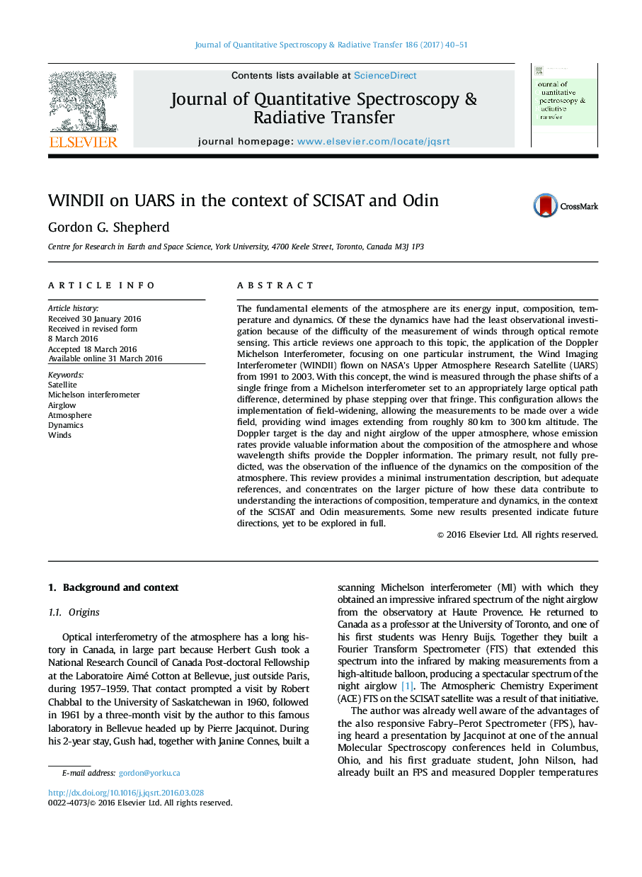 WINDII on UARS in the context of SCISAT and Odin