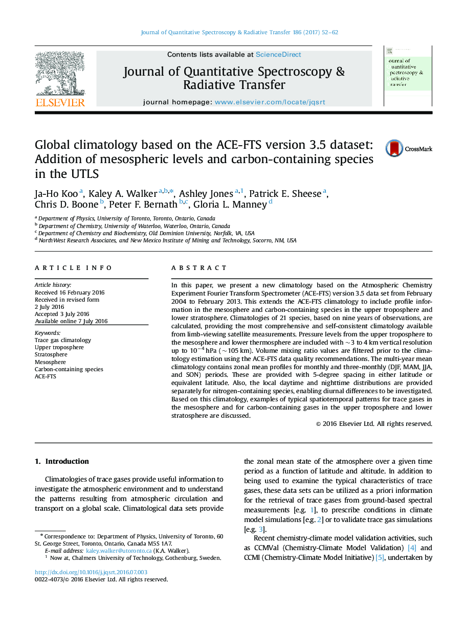 Global climatology based on the ACE-FTS version 3.5 dataset: Addition of mesospheric levels and carbon-containing species in the UTLS
