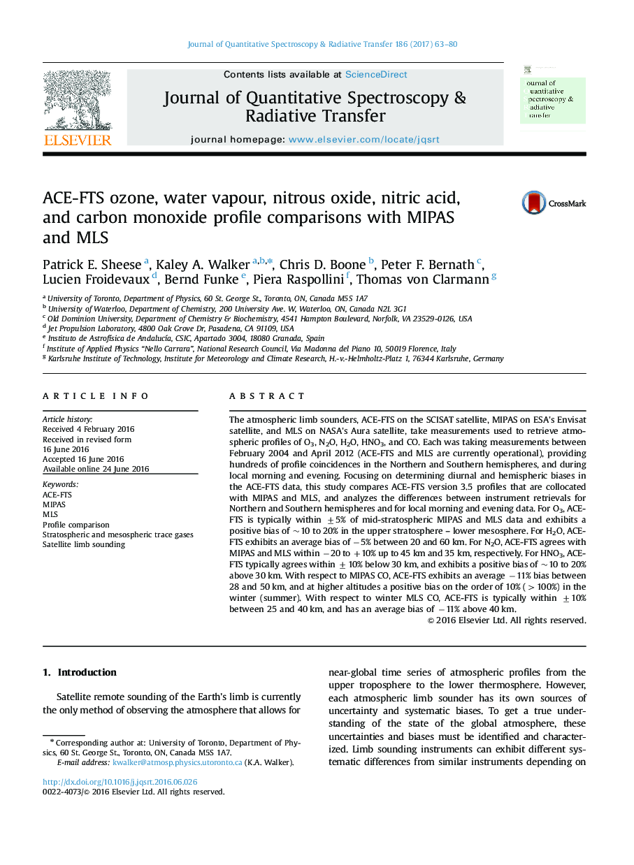 ACE-FTS ozone, water vapour, nitrous oxide, nitric acid, and carbon monoxide profile comparisons with MIPAS and MLS