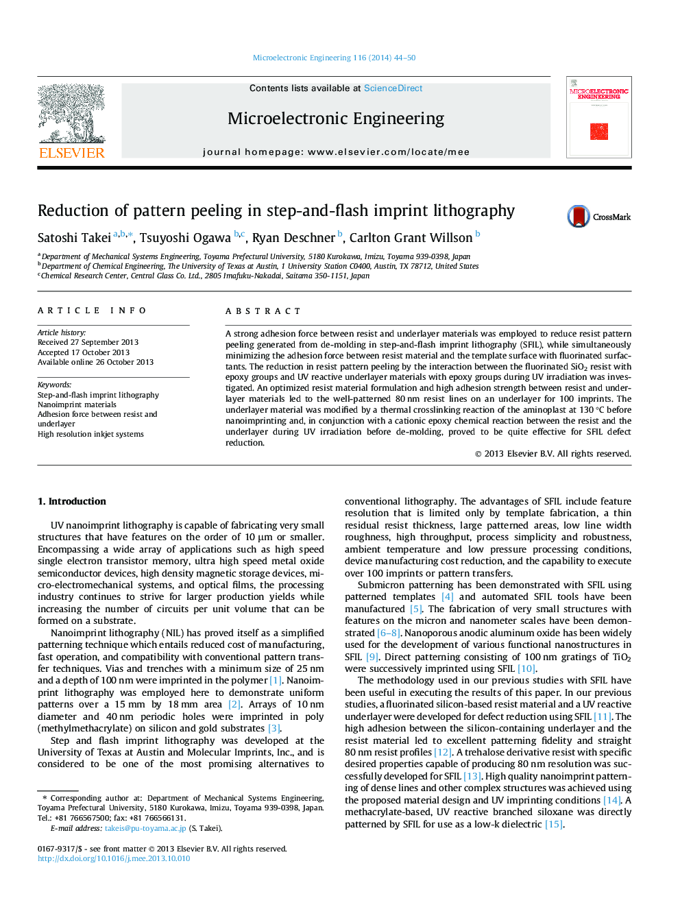Reduction of pattern peeling in step-and-flash imprint lithography