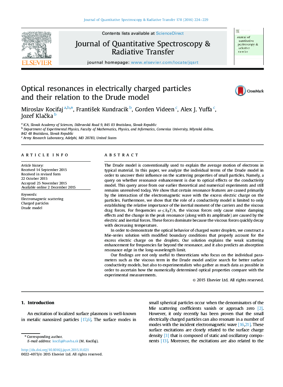Optical resonances in electrically charged particles and their relation to the Drude model
