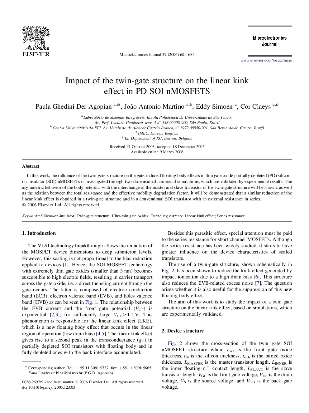 Impact of the twin-gate structure on the linear kink effect in PD SOI nMOSFETS